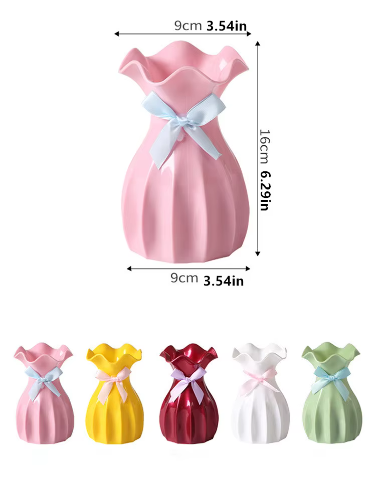 Vase nordique en plastique à fleurs sèches anti-chute