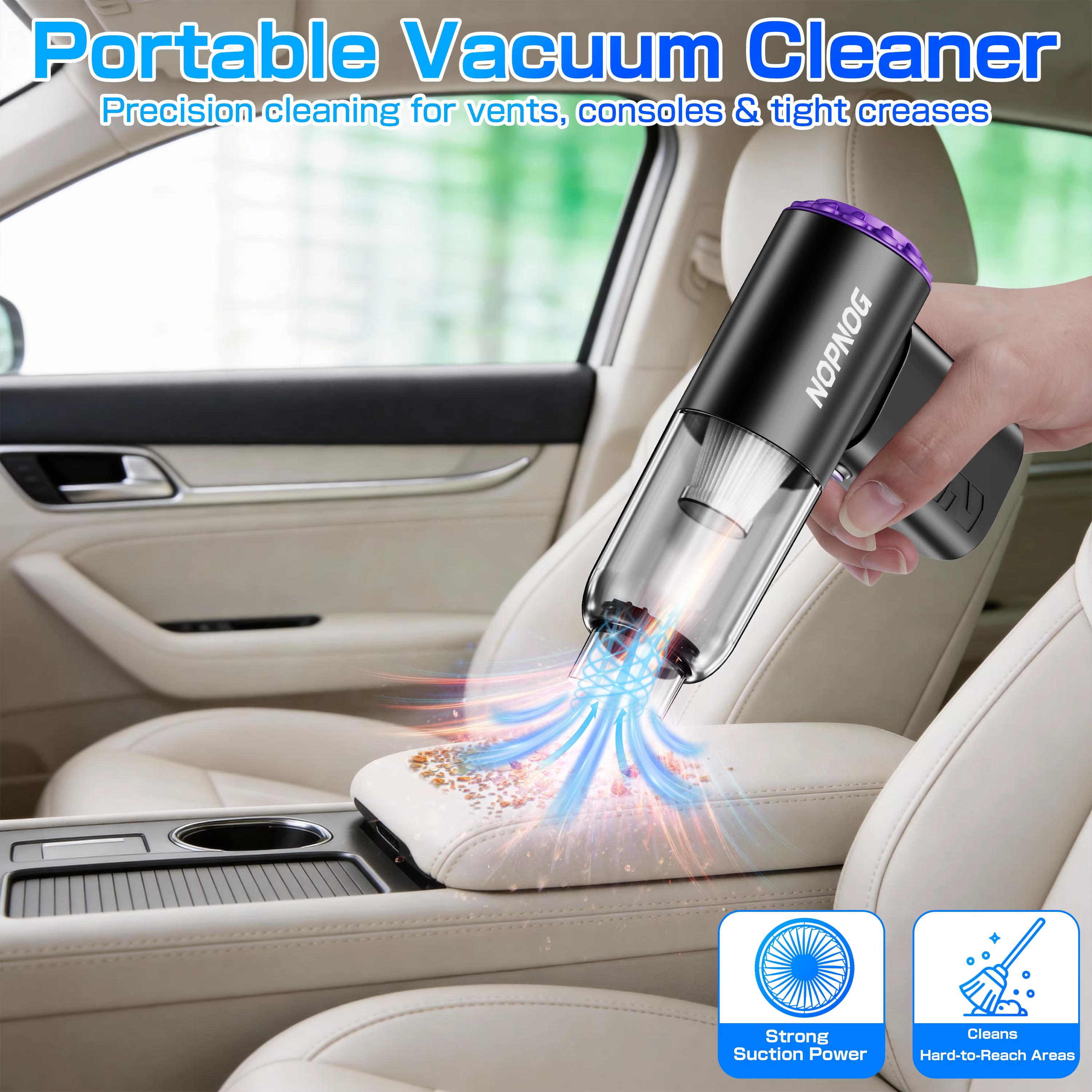 Souffleur d'air portable sans fil pour voiture, aspirateur et outil de nettoyage intérieur, élimination de la poussière, 2 vitesses réglables, accessoires automobiles
