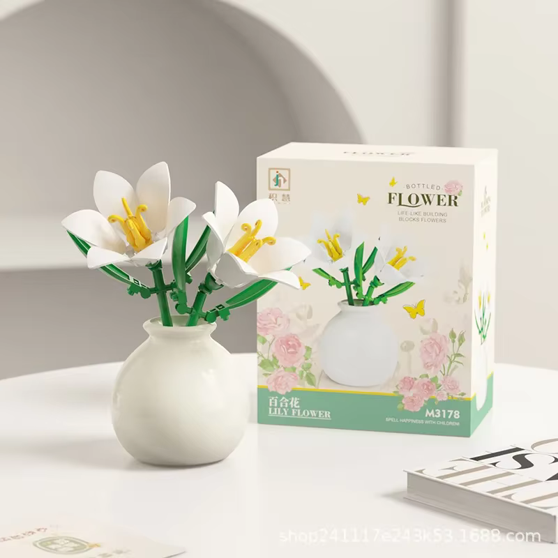 Blocs de construction pot plante bouquet de fleurs
