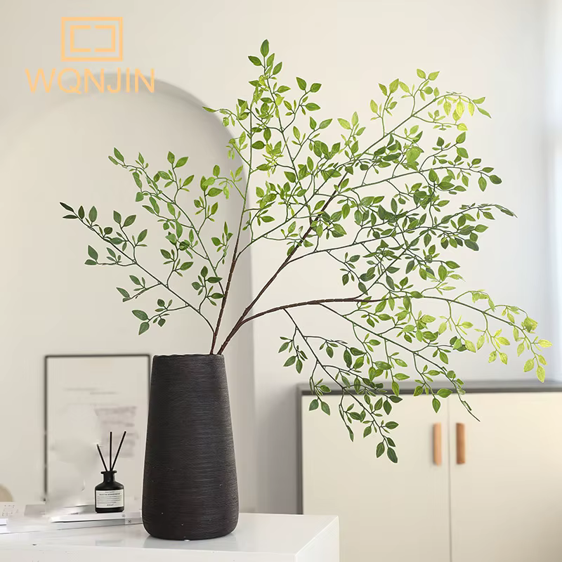Fleur artificielle plante verte Nandina feuilles de Silicone