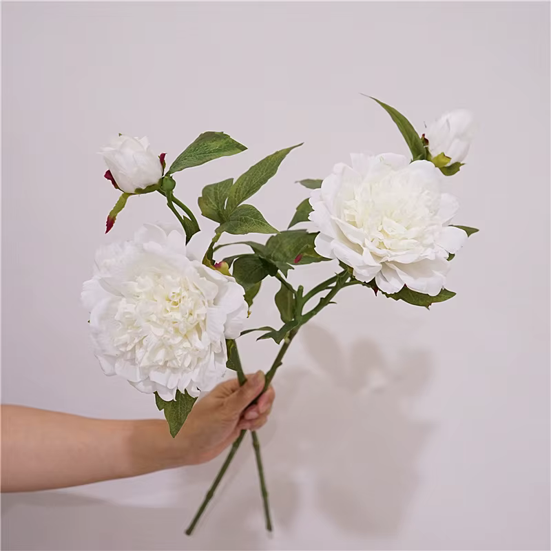 2 têtes de fleurs artificielles pivoine hydratante vraie touche fausses