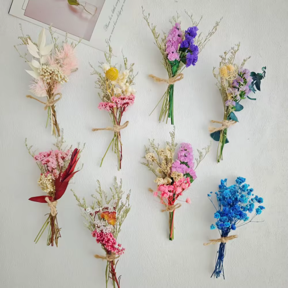 Fleurs préservées, bouquet de fleurs séchées faciles à utiliser