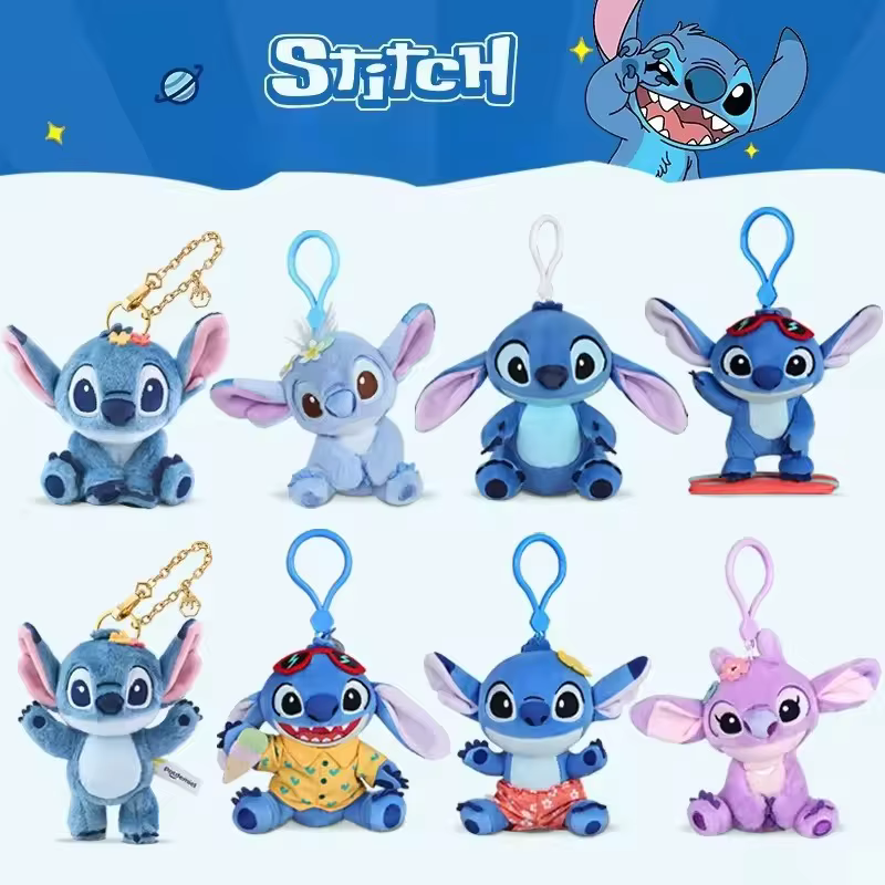 Porte-clés en peluche Stitch Potdemiel, décoration pour sac à dos, jouet chiot interstellaire, cadeau d'anniversaire, accessoires pour sac et casquette