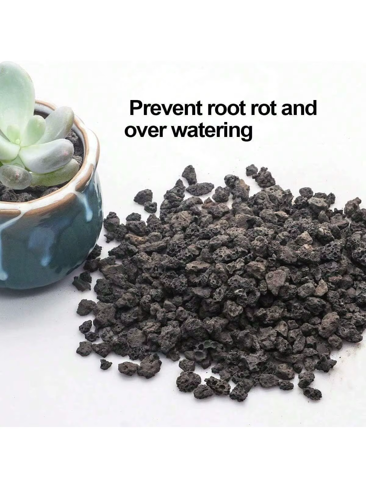 Additif de sol de roche de lave horticole noire pour plantes succulentes de cactus sans colorants ni produits chimiques