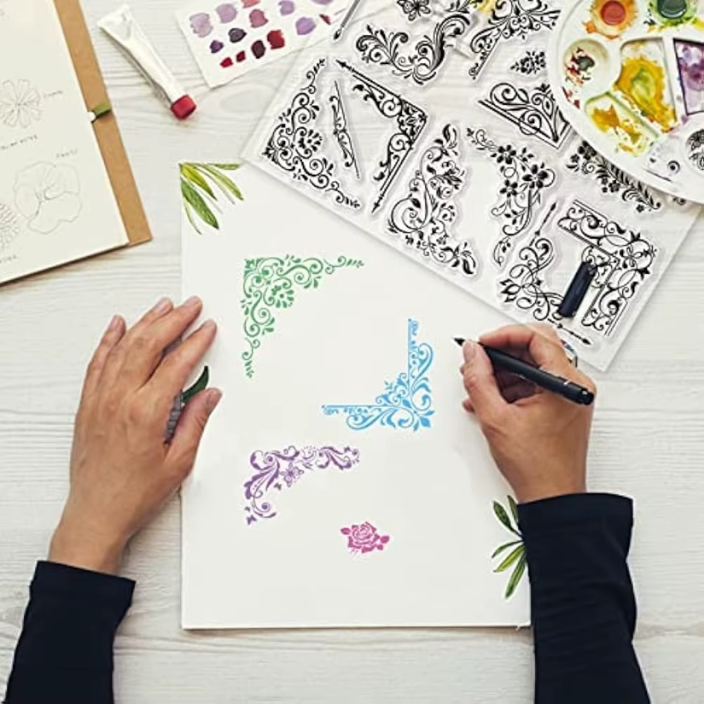Timbres transparents en dentelle de fleurs