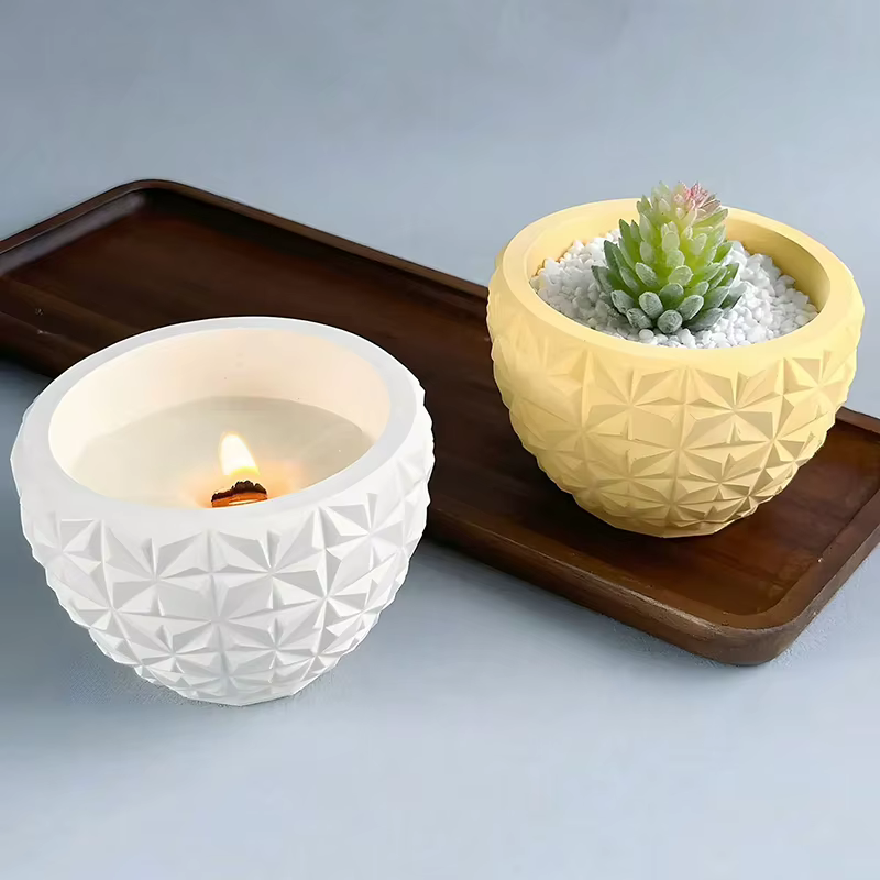Pot de fleurs de plantes succulentes circulaires en béton
