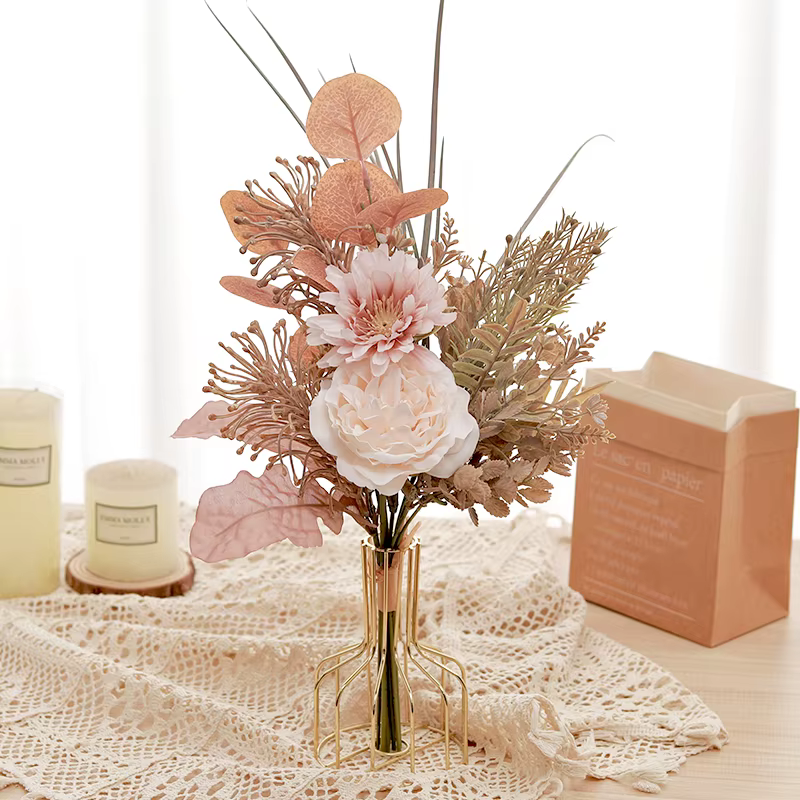 Décoration de mariage fleurs artificielles Rose pivoine Pampas mariée Bouquet maison fête de noël Arrangement soie