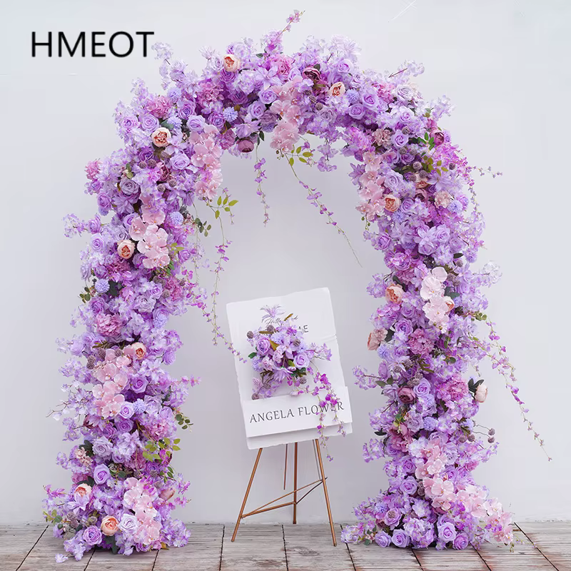 H8645 Rose violette fleur de cerisier décor d'arc de mariage Arrangement Floral signe