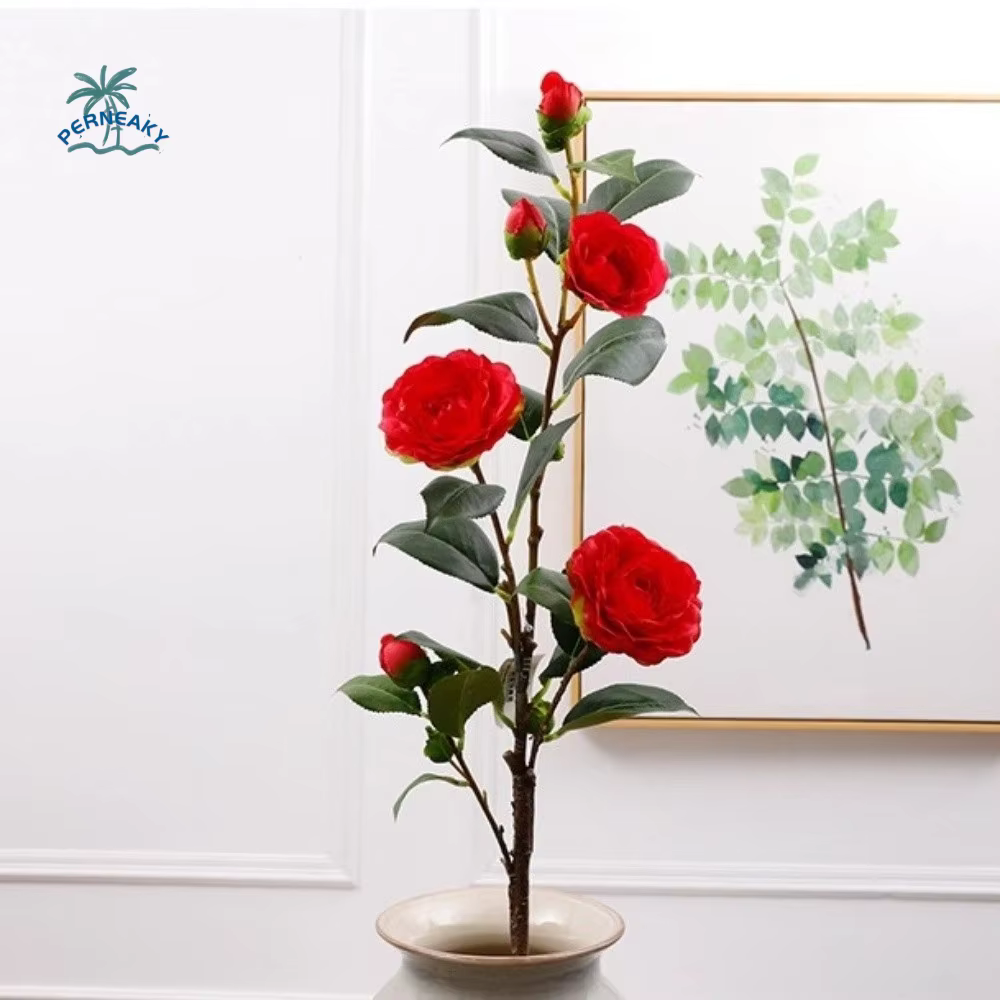 Fleur artificielle de camélia vert