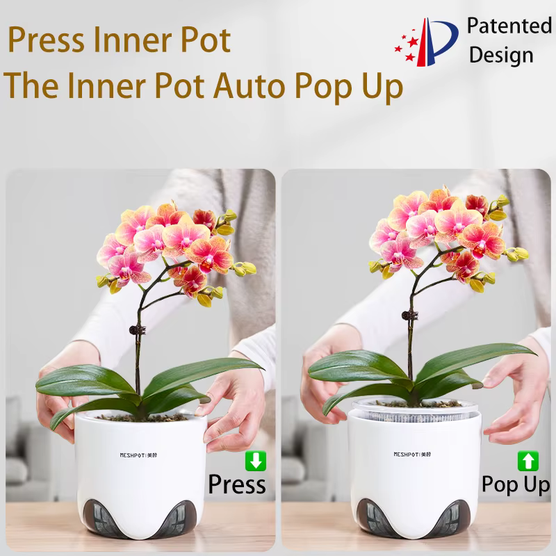 Pots d'orchidées à double couche Meshpot avec trous – Jardinières en plastique imitant la céramique