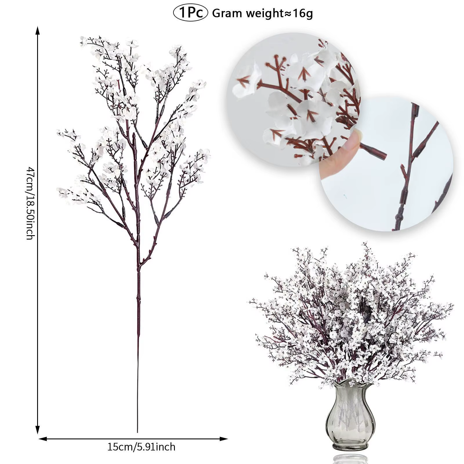 Fleurs artificielles de cerisier et gypsophile
