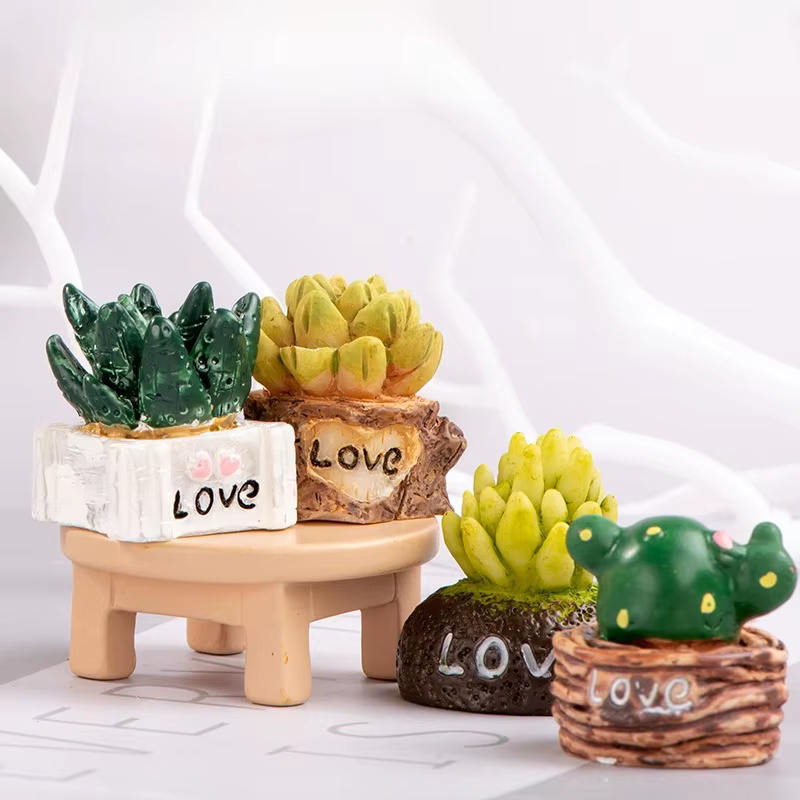 Mini Cactus en Pot de Dessin Animé