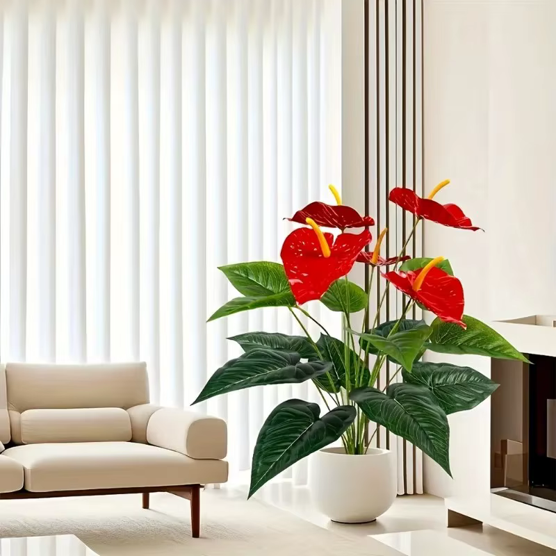 Plante artificielle Anthurium de qualité supérieure à 18 têtes