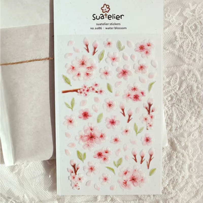 Autocollant Suatelier 1086 « Fleur d'eau » – Décoration DIY pour Junk Journal, Agenda, Scrapbooking et Loisirs Créatifs