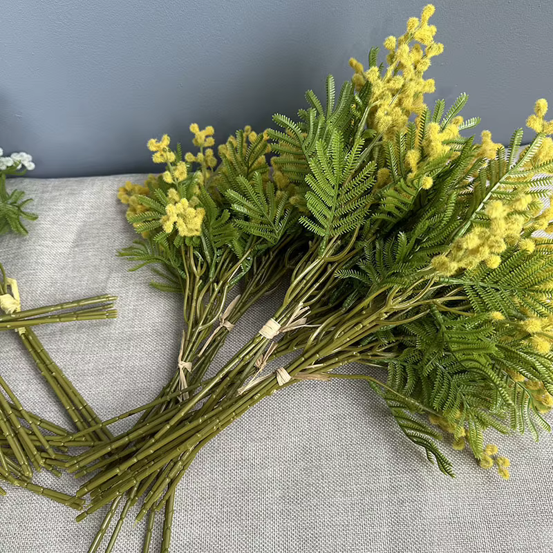Bouquet de fleurs artificielles flocage de haricots d'acacia