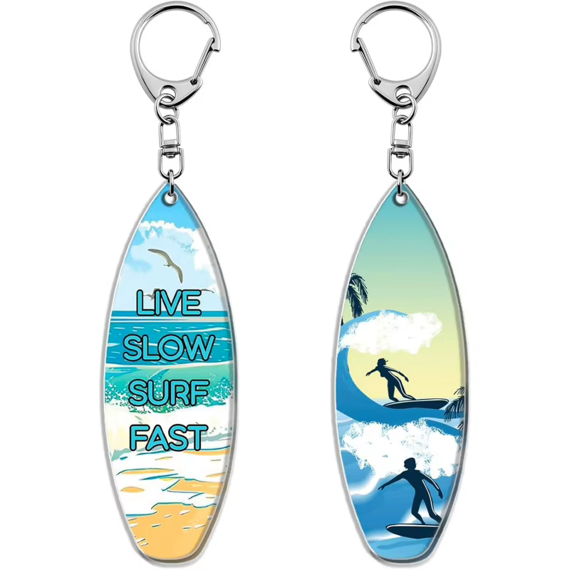 Porte-clés flottant en forme de planche de surf – Cadeau de plage pour les femmes passionnées de surf, accessoire estival pour sac à clés, mignon pour les filles