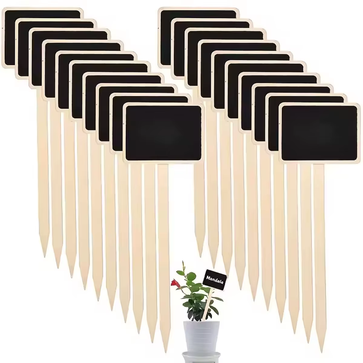 Étiquettes de plantes rustiques en bois, panneaux de jardin en forme de T, tableau noir, support au sol, 10 pièces