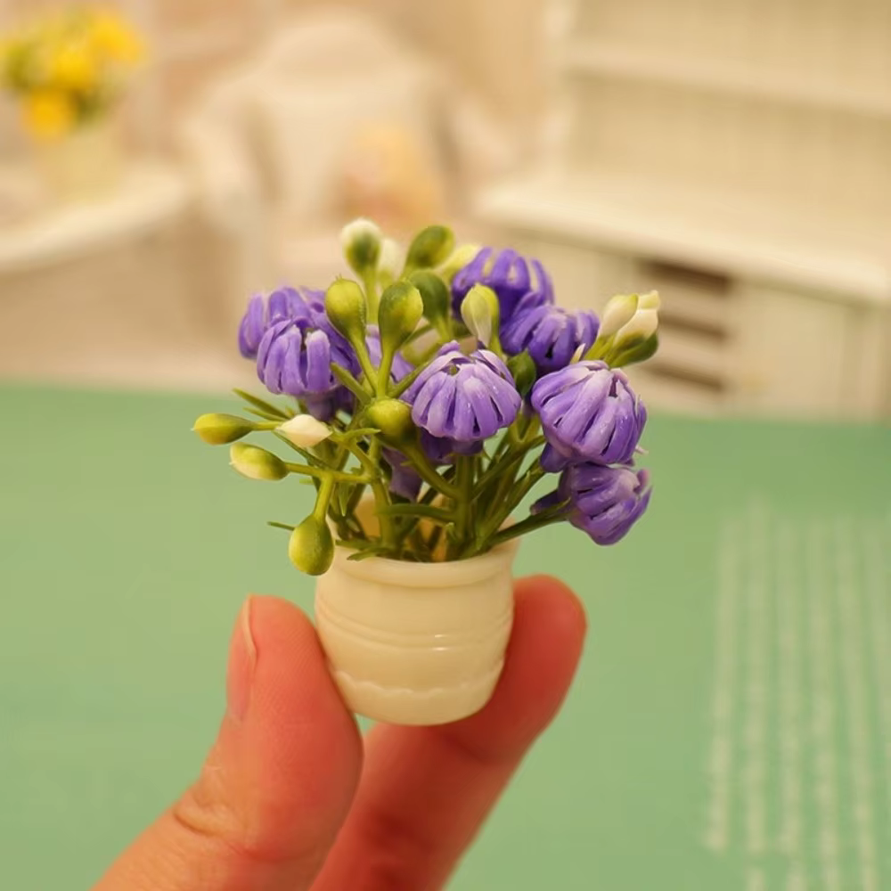 Lot de 3 mini-vases de simulation pour maison de poupée 1:12