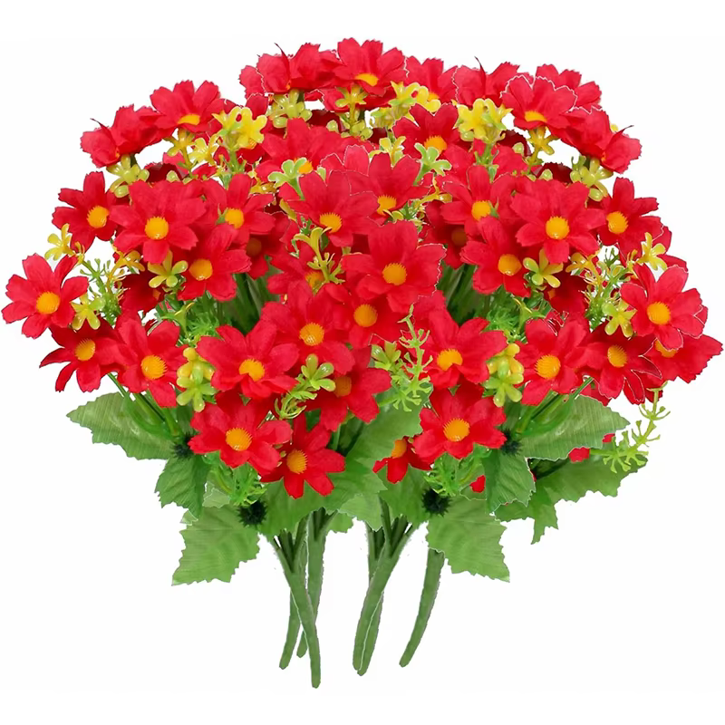 Bouquet de fleurs de marguerite artificielles rouges