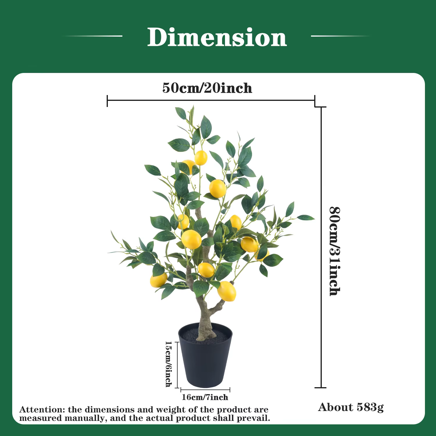 Uflower Arbre artificiel citronnier avec pot