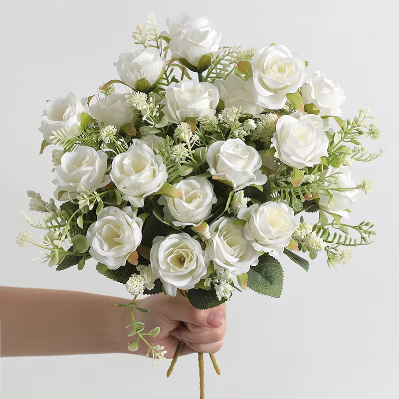 Bouquet de pivoines artificielles en soie blanche