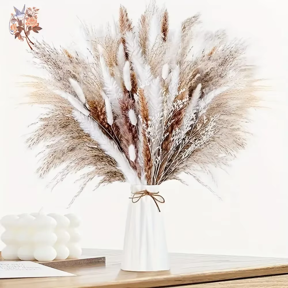 60 Pièces de Bouquet de Fleurs Séchées d'Herbe de la Pampa