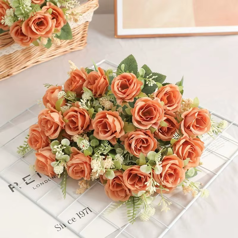 Bouquet de roses artificielles en soie