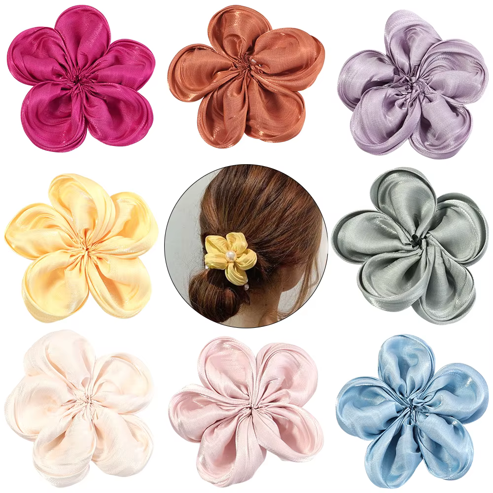 Fleurs artificielles en Satin de tissu coloré 6-7cm
