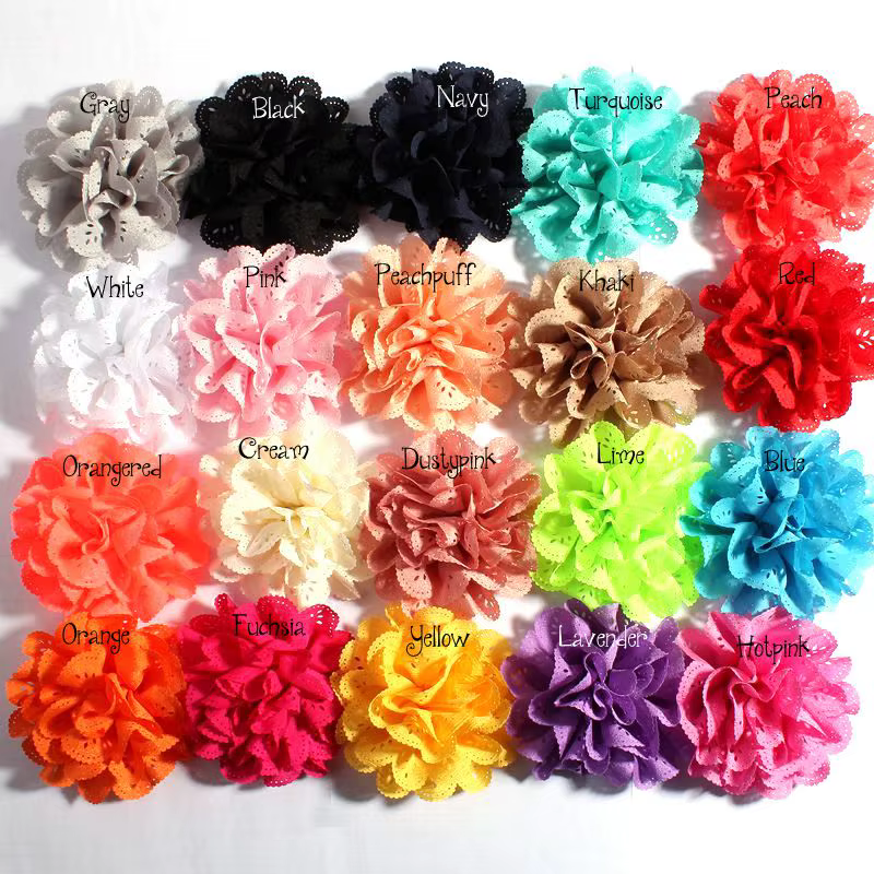 5 pcs/lot 4 "20 couleurs belle Chic doux à la main oeillet tissu artificiel en mousseline de soie fleur accessoires pour bébé fille cheveux fleurs