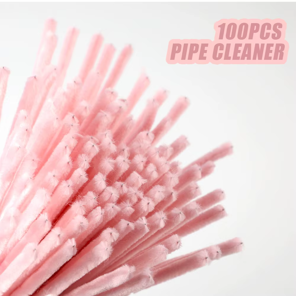 100 Pièces de Tiges en Chenille Rose
