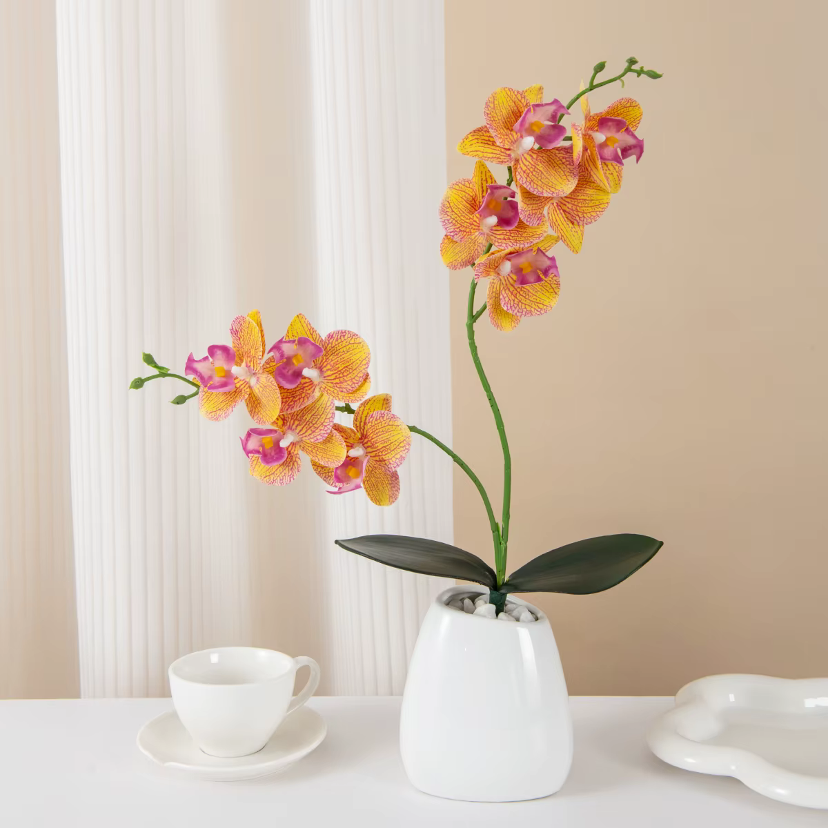Fleurs artificielles 2 orchidées papillon fourchues maison chambre Vase Table Decor mariage jardin extérieur mariée Bouquets couronne de bricolage cadeaux