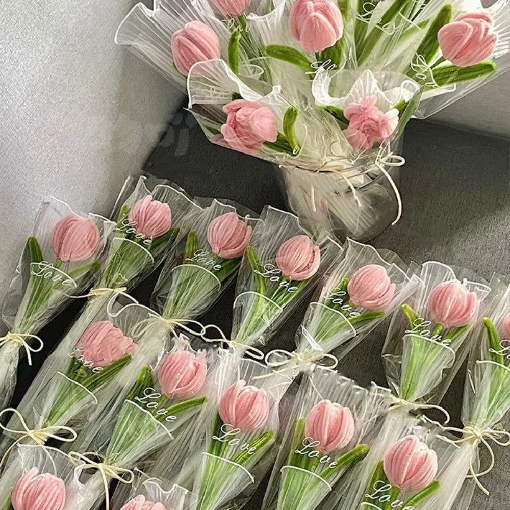 Romantique 30 cm tricot fleur Rose tulipes cadeaux faits à la main ​ Simulation