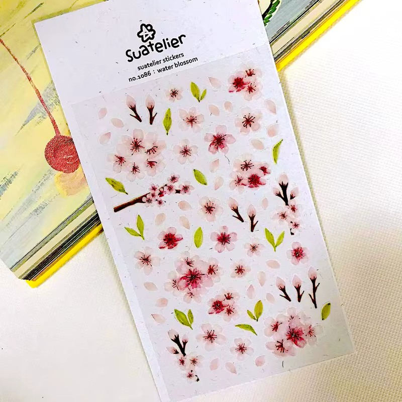 Autocollant Suatelier 1086 « Fleur d'eau » – Décoration DIY pour Junk Journal, Agenda, Scrapbooking et Loisirs Créatifs
