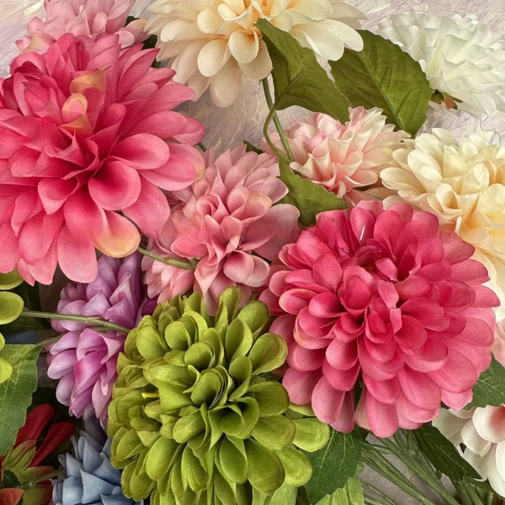 Nouveau bouquet de fleurs artificielles en soie Dahlia