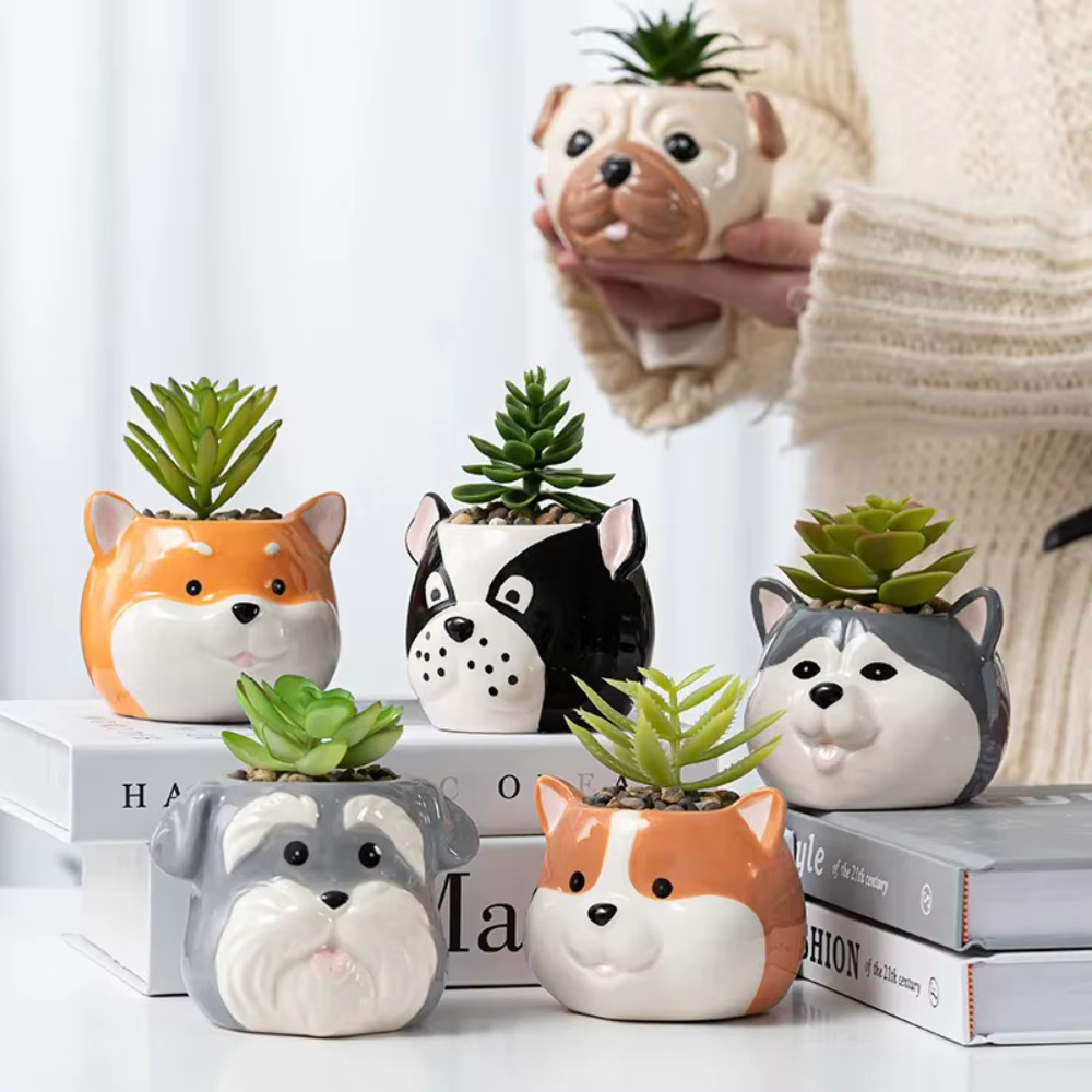 Pots de fleurs en céramique en forme d'animaux