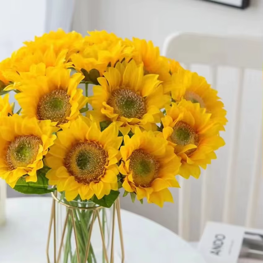 Fleur artificielle Tournesols Maison Jardin Table Décoration Étamine De Mariage Bouque Festival Faux Gerbera Salon Chambre Scène