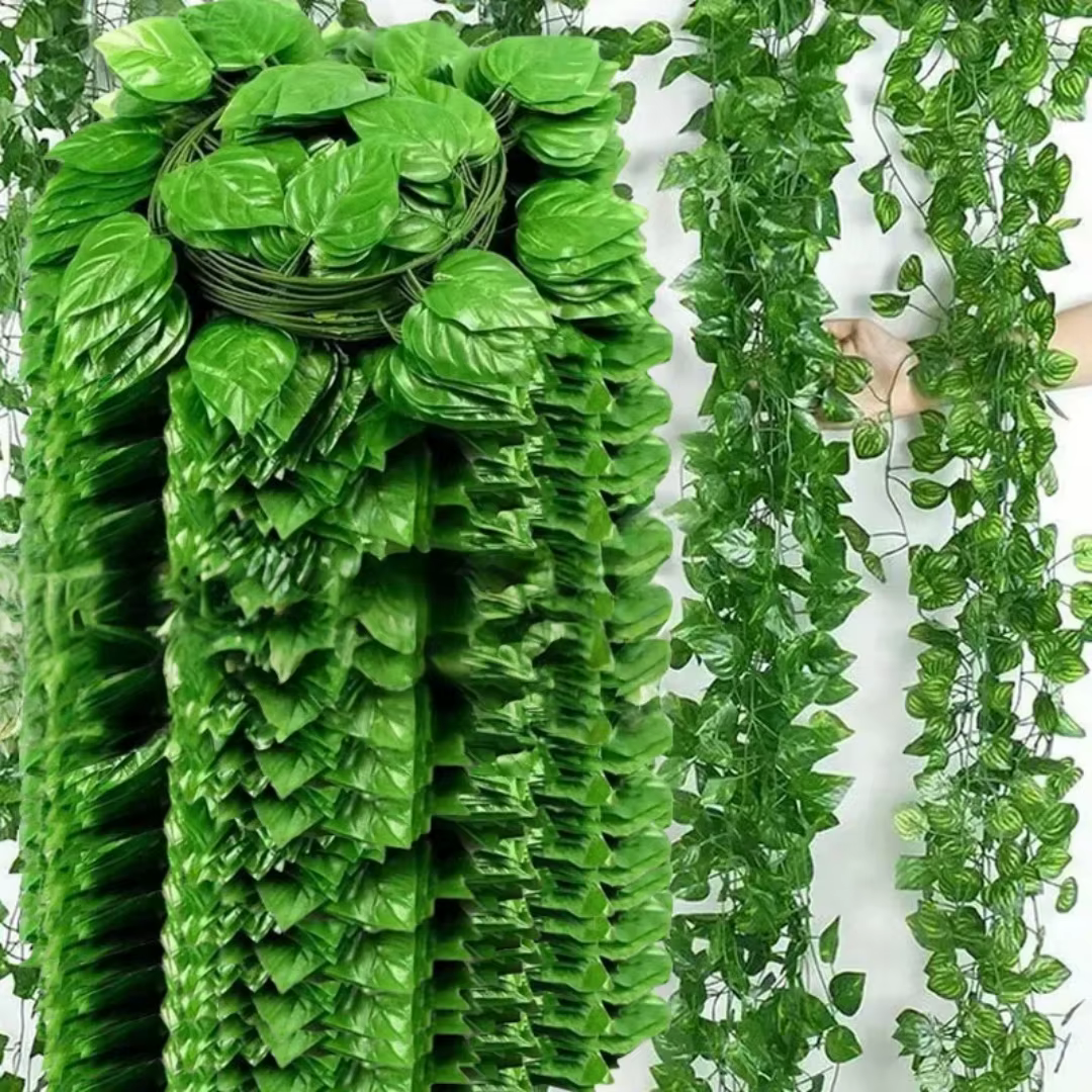 Guirlande de feuilles de lierre artificielles vertes