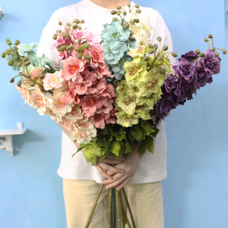 HMEOT 80cm 21 têtes de fleurs artificielles de delphinium longues