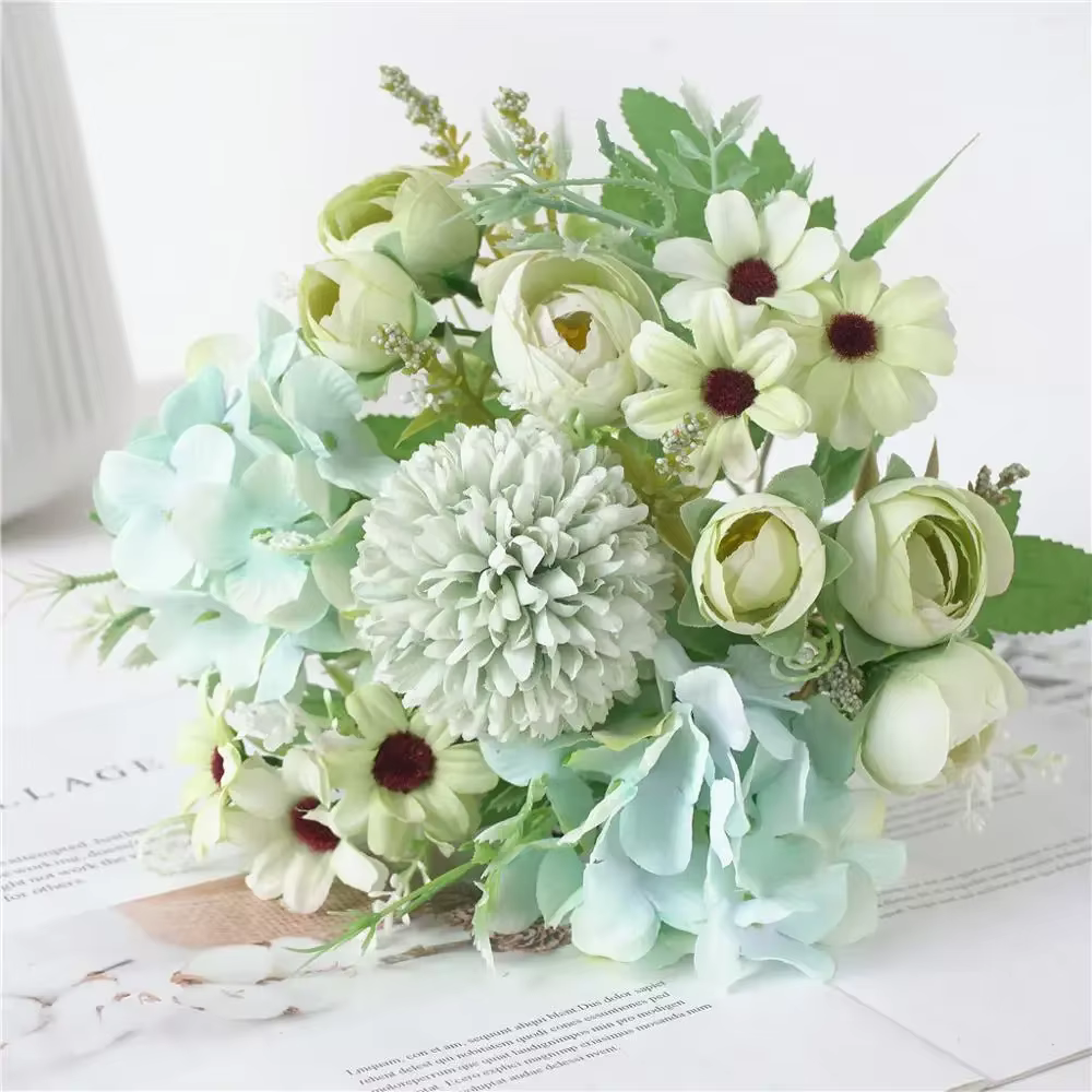 Bouquet de fleurs d'hortensia artificielles à 7 têtes