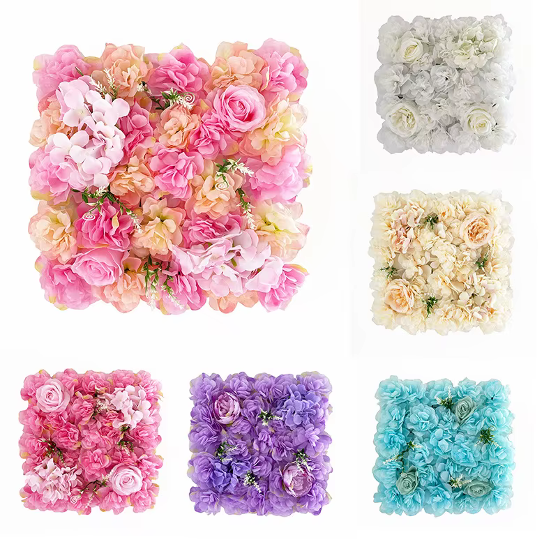 Mur de fleurs artificielles pour décoration de mariage