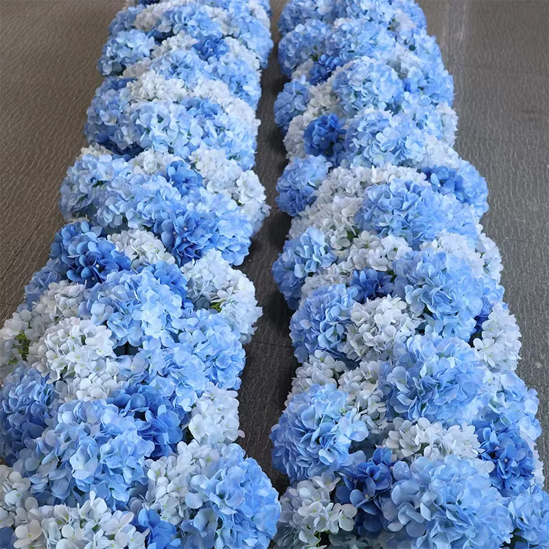 Ornement fleur en soie hortensia bleue