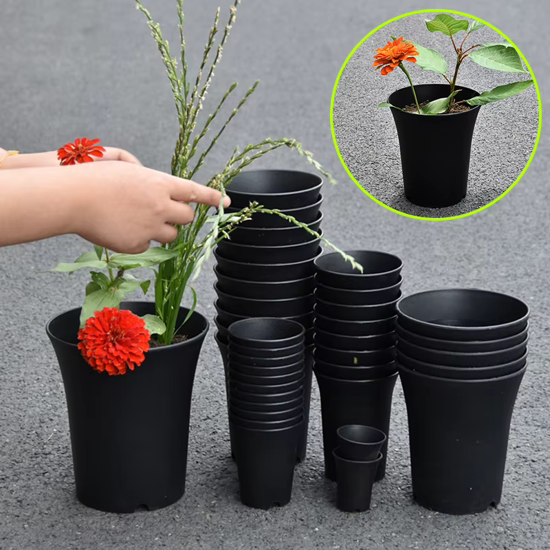 2/5/10 pièces Pot de fleur rond noir boîte de culture épaissie plantes vertes approfondies pot de pépinière de fleurs