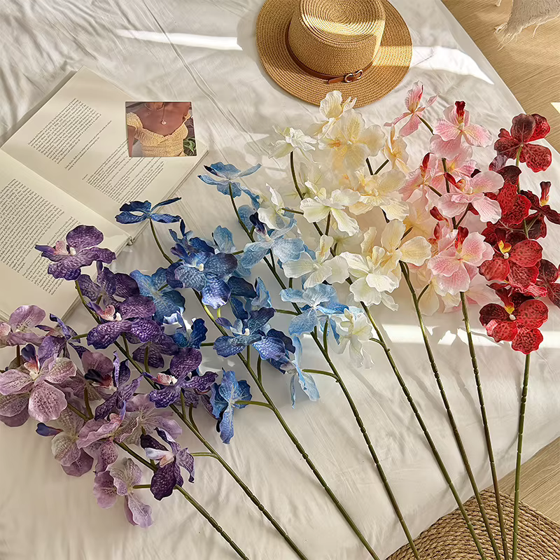 Fleur artificielle de Cymbidium Phalaenopsis de 94 cm de qualité supérieure pour la décoration d'hôtels