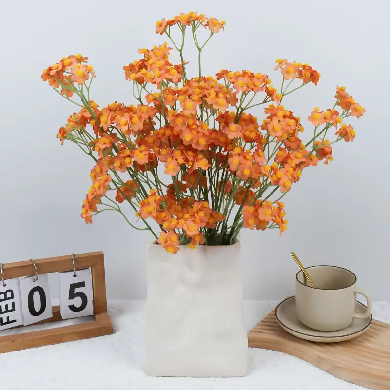 Petite marguerite artificielle plante verte florale soie fausses fleurs centre commercial décoration Simulation camomille automne fleur Orange