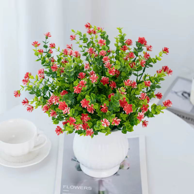 Artificielle Fleurs En Plastique Faux Eucalyptus Plante Mariage nuptiale bouquet De Noël Décor Vase pour La Maison fenêtre rebord bonsaï Festival