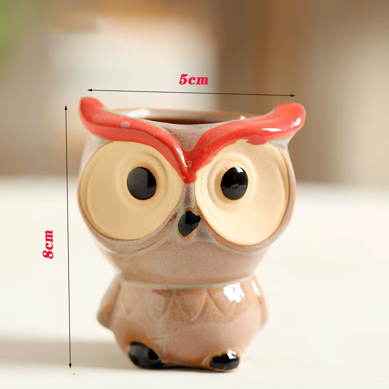 Pot de fleurs en céramique en forme de hibou