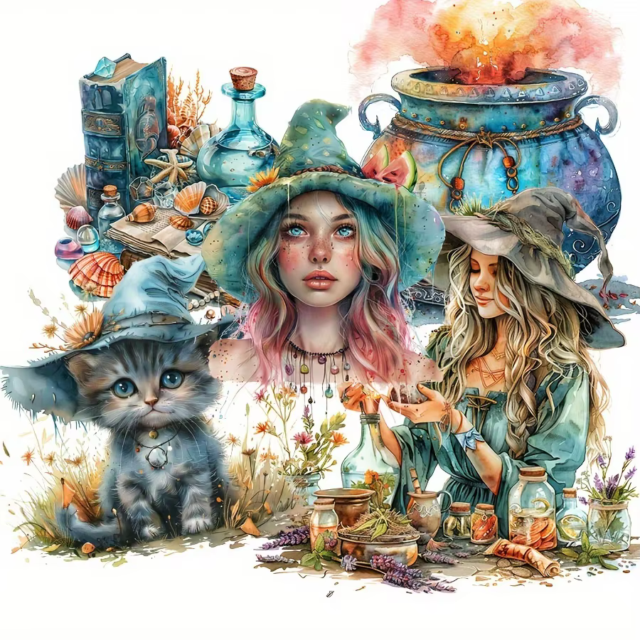 96-99pc autocollants magiques avec herbe magique colorée