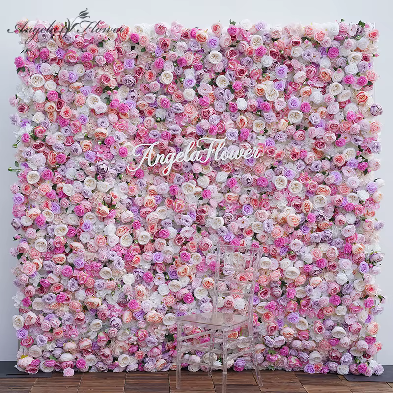 Pivoine Rose de luxe, mur de fleurs en tissu