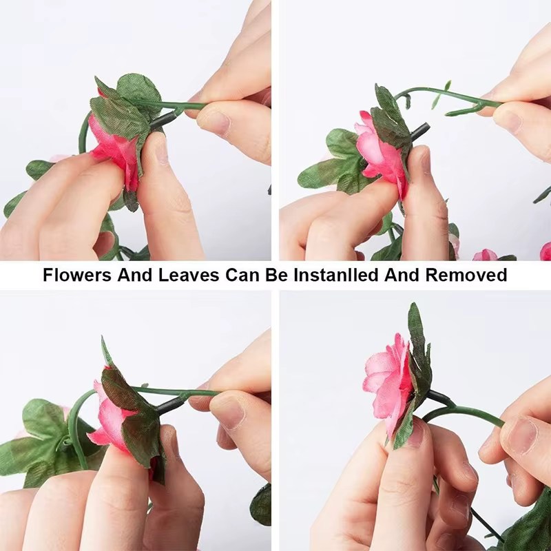 2.5M Rose fleurs artificielles vigne fausses plantes pour la maison chambre jardin décoration de mariage en plein air arc rotin bricolage guirlande accessoire