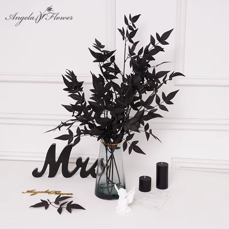 Feuilles de plantes artificielles noires en soie